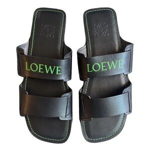 Loewe Black Leather Strap Sandals